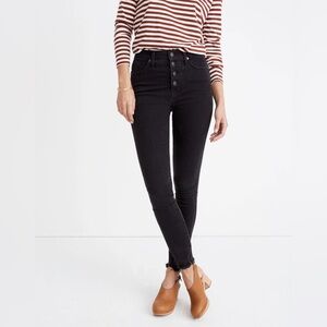 Madewell High-Rise Skinny Jeans in Berkeley Black: Button-Through Edition